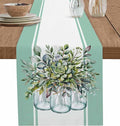 Eucalyptus Cotton Linen Table Runner for Dining Kitchen, Wedding Outdoor Party Tablerunners Decoration, Green Leaves Botanical Plants Watercolor Dresser Scarf Coffee Tablecloth Runners 13x120 Inches