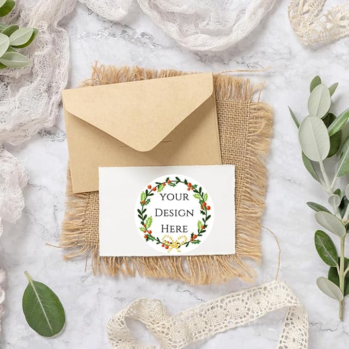 100-1000pcs Custom Stickers Merry Christmas Stickers Personalized Labels Adhesive Xmas Decorative Envelope Seals Stickers for Cards Gift Boxes (Round-4)