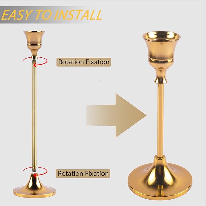 Candlestick Holders,Taper Candle Holder for Candlesticks Gold Brass Vintage Candle Stick Candle Holders Candelabra Candle Holder for Fireplace Party Dining Home