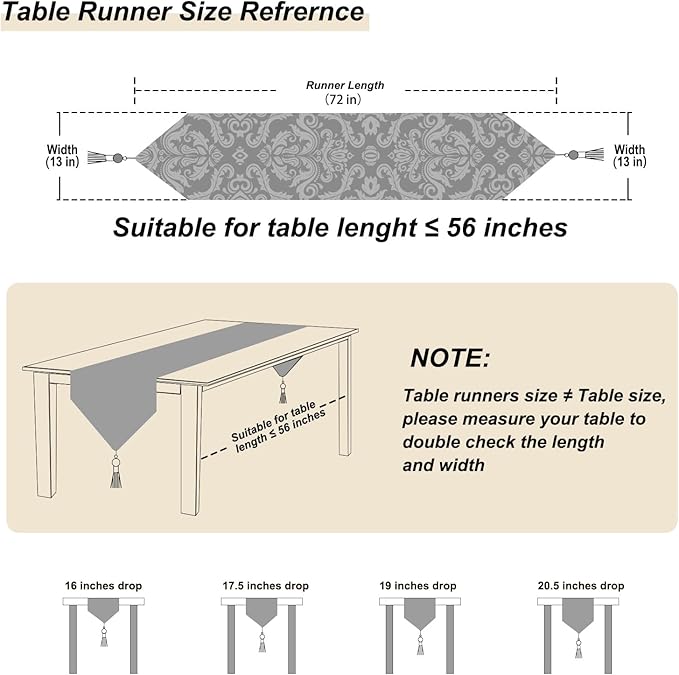 Table Runners 72 inches Long Jacquard European Classic Floral Beige Vintage Chenille - Caramel