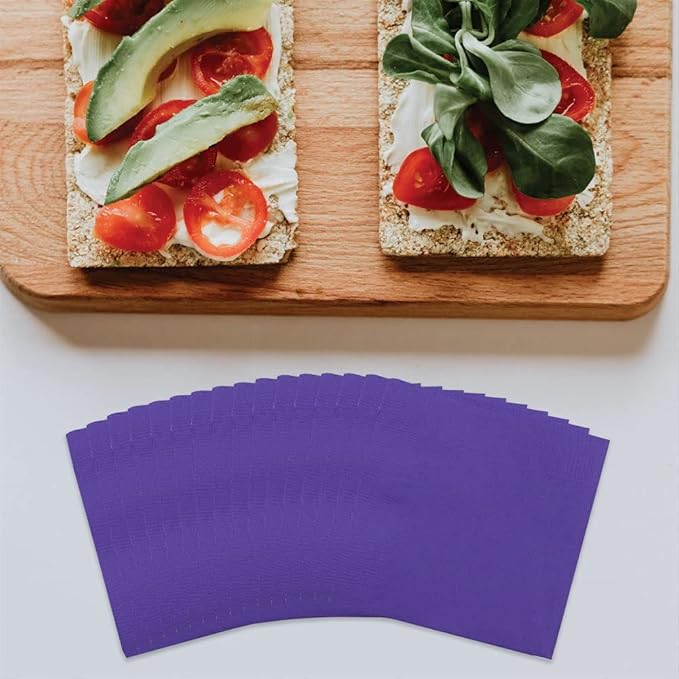 JAM PAPER Small Beverage Napkins - 5 x 5 - Purple - 50/Pack