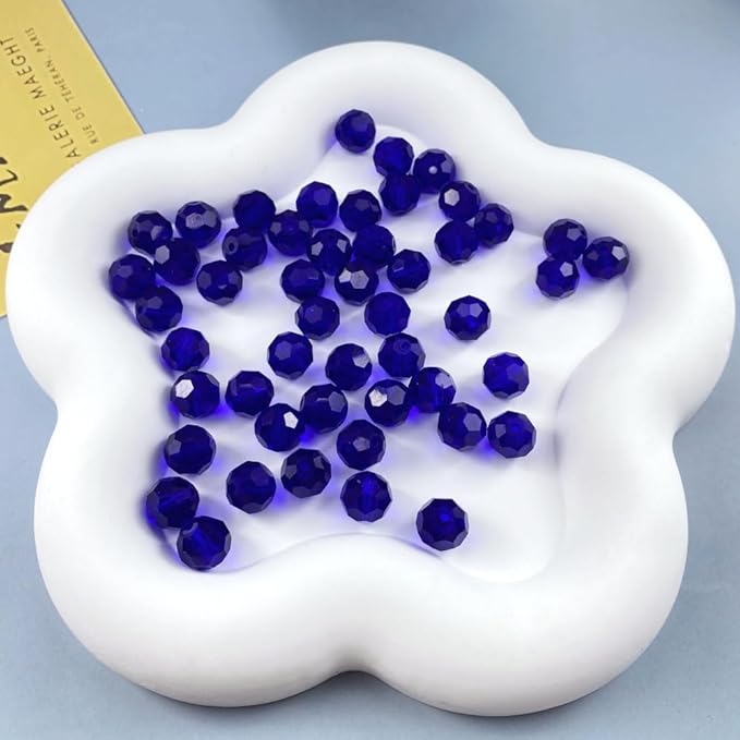 50 PCS 10mm Crystal Glass Beads Round Multiple Faceted Loose Spacer Glass Beads for DIY Handcrafte Bracelet Necklace Earring Jewelry Making(Sapphire)