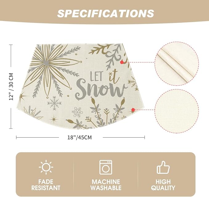 Artoid Mode Christmas Snowflakes Wedge Shape Placemats for Round Table Set of 4, Let it Snow Winter Winter Seasonal Kitchen Dining Table Decoration for Indoor Party Home