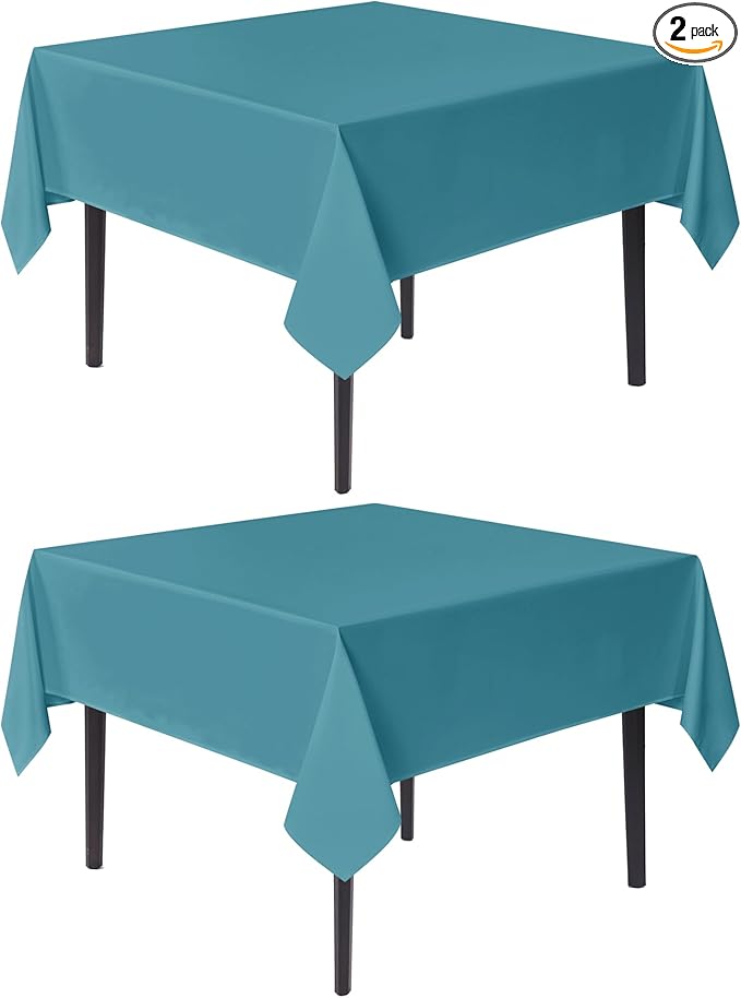 sancua Square Tablecloths 54x54 Inch, 2 Pack - Teal Fabric Table Cloth for Square or Round Tables, Washable Polyester Table Cover for Dinner, Holiday Party, Decorative Display Tables