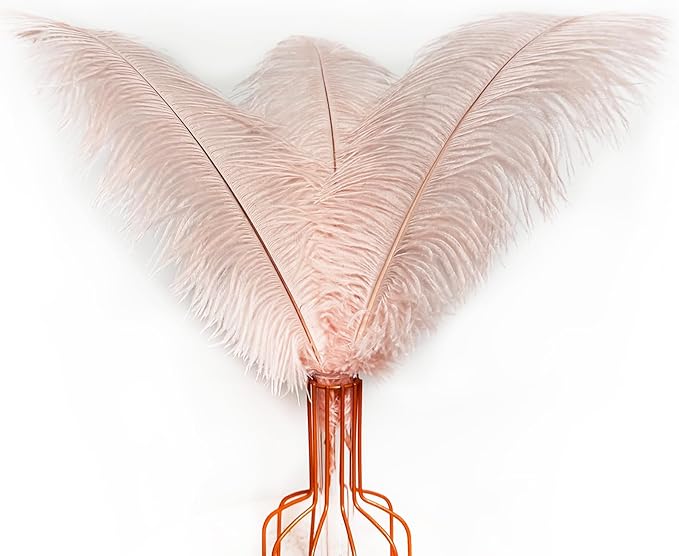 Happy Feather 16-18 inch Purple Ostrich Feathers Craft for Wedding Party Centerpieces Home Decoration DIY Craft Pack of 10-Champagne