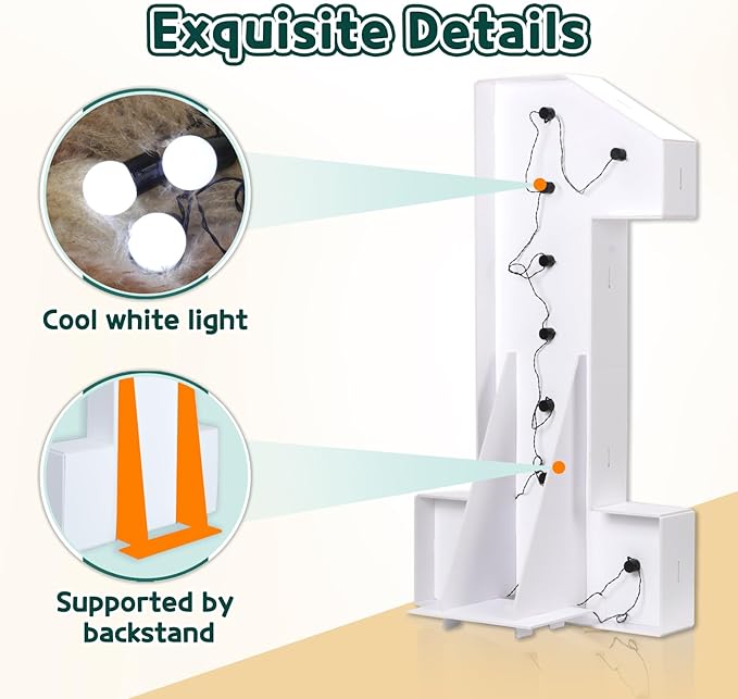 Marquee Numbers 3 Feet Tall Big Light Up Numbers 90th Birthday Decorations Women Men White Anniversary Party Decor Large Cardboard Prop Backdrop Sign 90