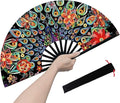 Boots on The Ground Fan, Large Folding Hand Fan for Women and Men, Popping Fans for Line Dancing for Raves, EDM, Dance Party, and Home Decoration