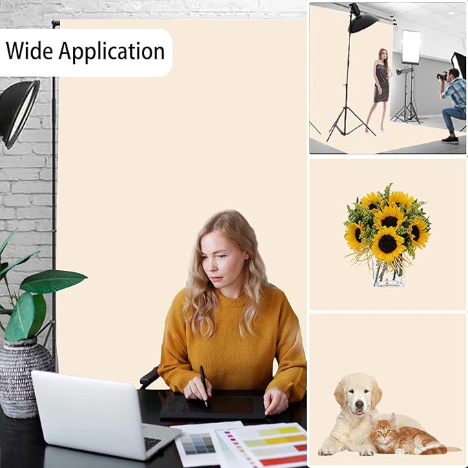 Cream Photography Backdrop for Photoshoot, Photo Backdrop Curtain, Perfect Cream Backdrops for Party Portrait Photoshoots Video Studio 6FTx9FT