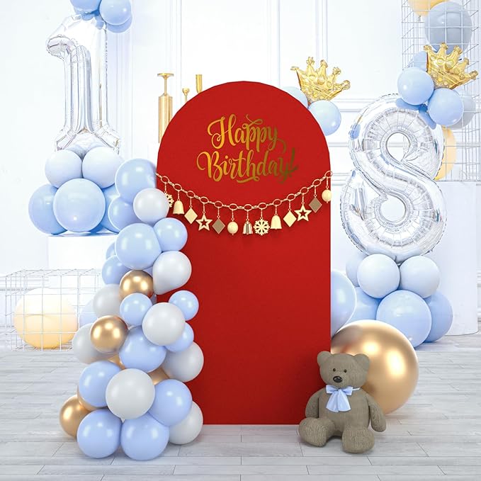 bricia Wedding Arch Backdrop Stand Cover, 6FT Double Sided Stretchy Arch Cover Fitted Wedding Birthday Party Banquet Decoration (Red 72''Lx31.2''W)
