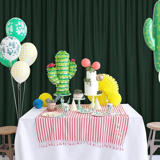 DWCN 10x7 FT Backdrop Curtains for Parties, Photography Backdrop Drapes with Rod Pockets for Wedding Decorations Stage Birthday Family Gatherings, 2 Panels 5ft x 7ft, Hunter Green