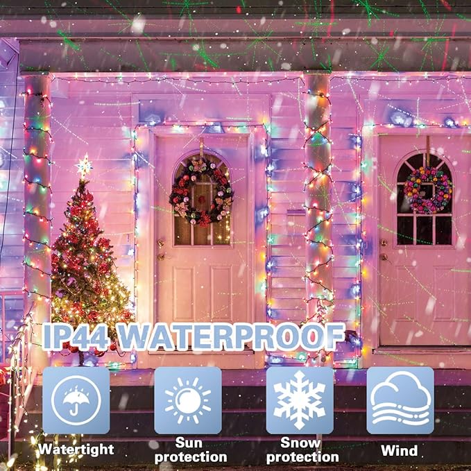 LAMPHOME Colorful String Lights, 66 ft 200 LED Pastel Easter Lights 11 Modes Plug in,transparant Wire Twinkle Fairy Lights for Spring Bedroom(Lighted up in Pink Red Yellow Blue Green Color)
