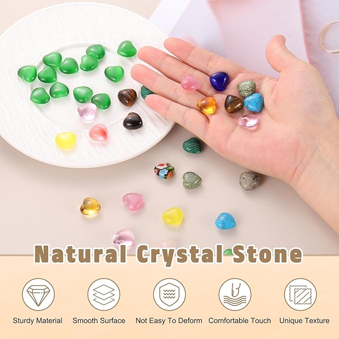 PATIKIL 20 Pcs Natural Heart Shaped Crystal Stone, 0.6 Inch Mini Polished Love Gemstone Crystal, Pocket Rock Engraved Worry Stones for Women Gifts Meditation, Indigo Blue