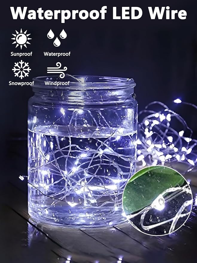 3 Pack Fairy Lights Battery Operated with Remote Control Timer, 26 FT 80 LED String Lights Outdoor Indoor, 8 Mode Twinkle Lights for Christmas Party Wedding Birthday Bedroom Décor (Cool White)