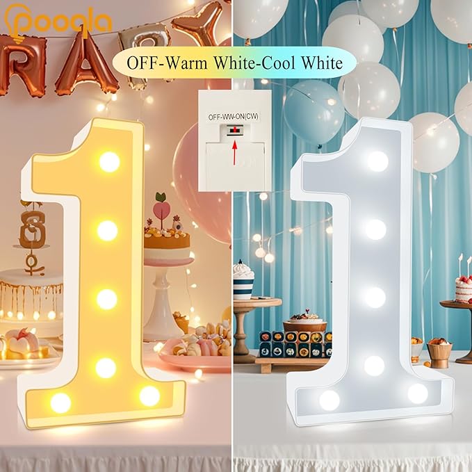 Pooqla 60th Birthday Decoration for Woman Man, Decorative LED Light Up Numbers, Marquee Numbers 60 Sign for Party Backdrop 60th Wedding Anniversary Decor, Warm White and Cool White Number 60