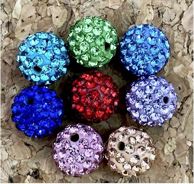 100pcs Adabele Grade A Suncatcher Crystal Rhinestone Pave Loose Beads 8mm Light Sapphire Blue Polymer Clay Disco Ball Spacers Compatible with Shamballa All Craft Jewelry Making DB8-14