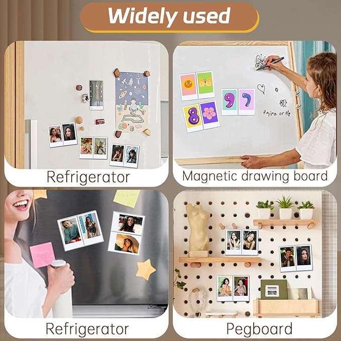 6Pack Magnetic Refrigerator Picture Frames fit 2PCS Mini 2x3 Pictures Collage, Acrylic Photo Frame Compatible with Fujifilm Instax Polaroid Mini for Home Office Fridge/Locker (Clear, 2x3*2 Picture)