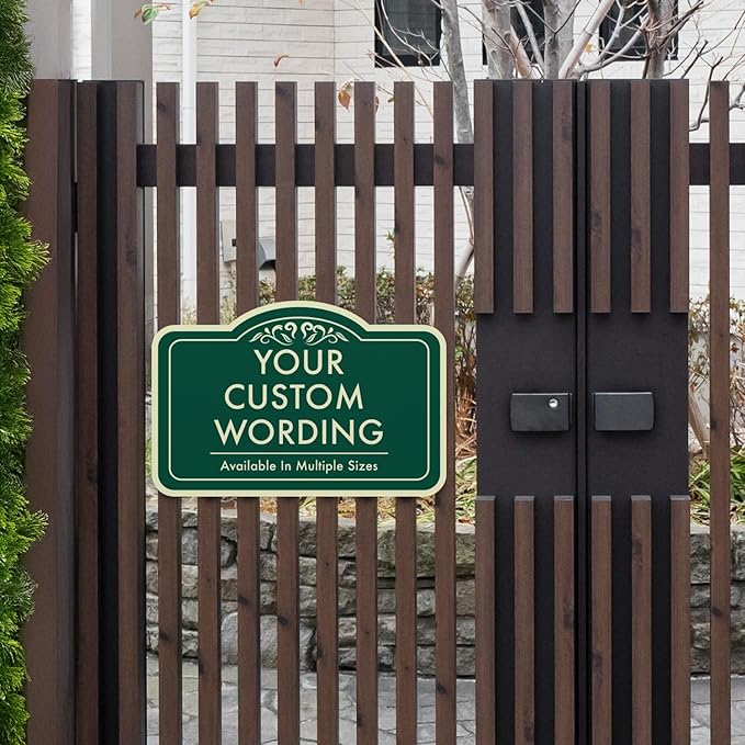 Custom Decorative Outdoor Metal Sign - Personalized Aluminum Driveway Sign, Waterproof, Made In USA - Design 1 Forest Green 42x28 In