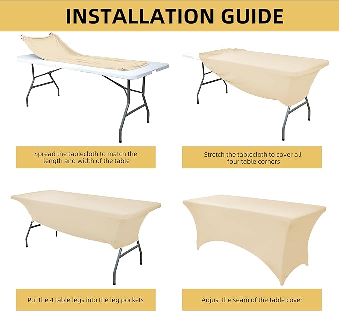 2-Pack 6ft Spandex Table Covers for Rectangle Standard Folding Tables - Wrinkle Resistant Stretch Tablecloths - Ultimate Fitted Table Protector for Parties, Trade Shows, Banquet