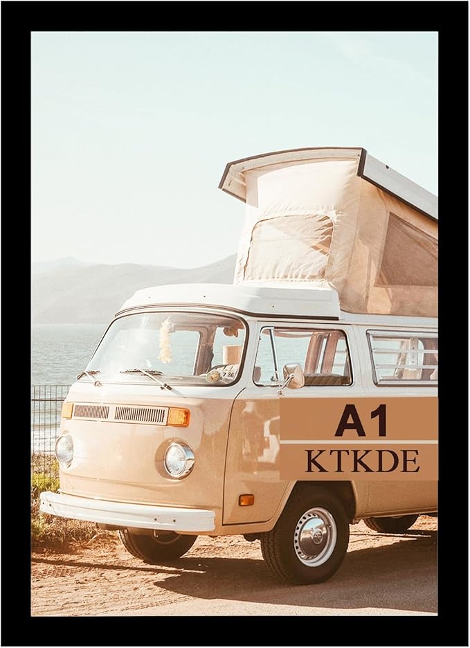 KTKDE A1 Black Modern Picture or Poster Frame,23.4x33 Poster Frame Black Woodgrain, Vertical & Horizontal Wall Hanging Large Picture Frame for Photos, Posters & Art Prints