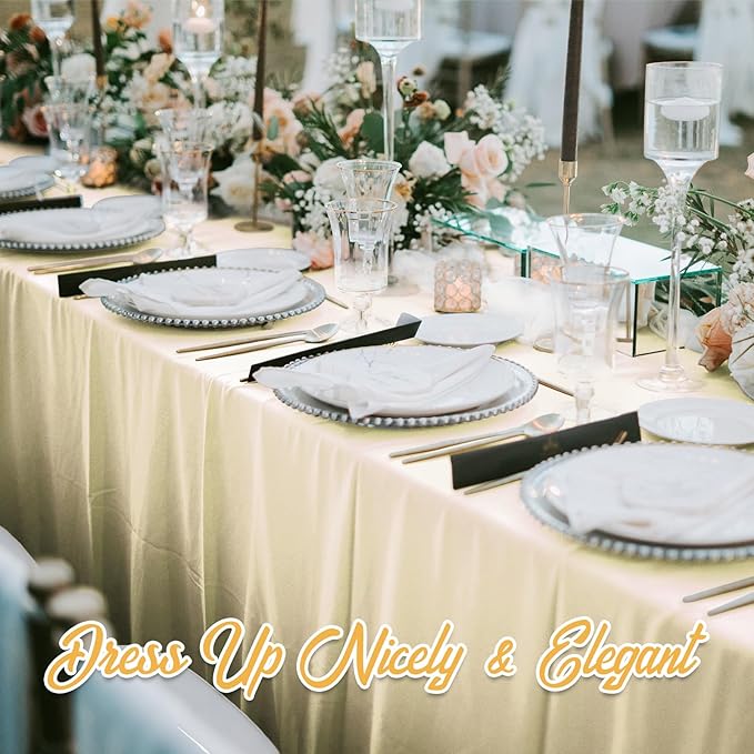 BRILLMAX 8 Pack Beige Tablecloths for 8 Foot Rectangle Tables 60 x 126 Inch - 8ft Rectangular Bulk Linen Polyester Fabric Washable Cloth Cover for Wedding Reception Banquet Birthday Party