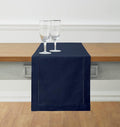 Solino Home Navy Blue Hemstitch Table Runner 36 Inches - Cotton Linen Small Table Runner 14 x 36 Inch Ideal for Dresser and Coffee Tables - Fall, Autumn, Halloween, Thanksgiving, Christmas, Holiday