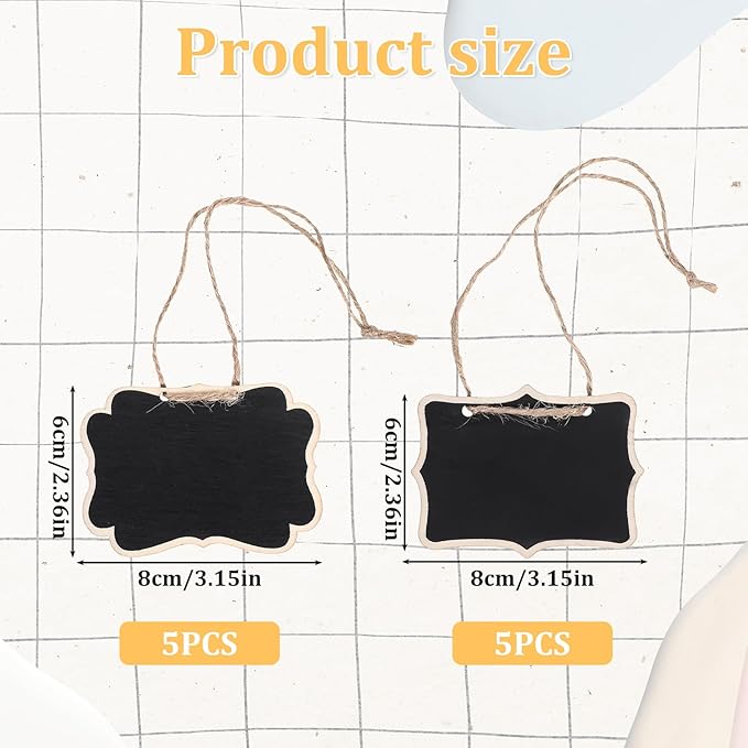 10PCS Mini Chalkboard Signs, 2 Styles Hanging Chalkboard Signs for Food, Food Sign for Buffet, Multifunction Message Boards/Table Numbers/Decanter Tags