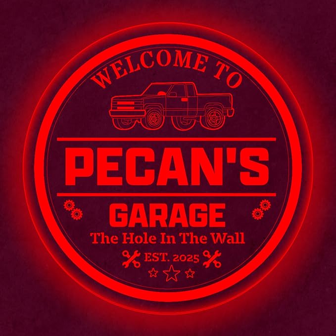Custom Pickup Truck LED Sign – Personalized Color Changing Acrylic Wall Decor for Garage, Shop, or Man Cave (Garage 2, 20 INCHES)