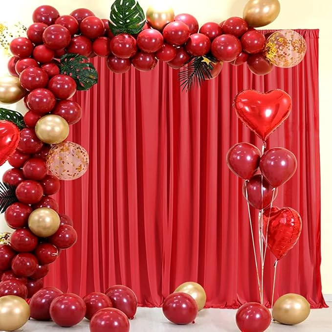 AK TRADING CO. 10 feet x 10 feet Polyester Backdrop Drapes Curtains Panels with Rod Pockets - Wedding Ceremony Party Home Window Decorations - RED (DRAPE-5x10-RED)