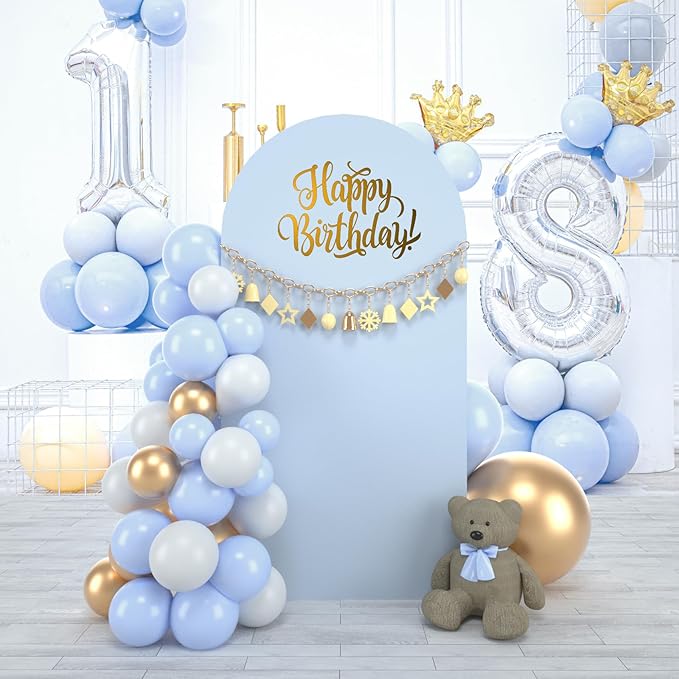 bricia Wedding Arch Backdrop Stand Cover, 6.6FT Double Sided Stretchy Arch Cover Fitted Wedding Birthday Party Banquet Decoration (Bluemist 79.2''Lx39.6''W)