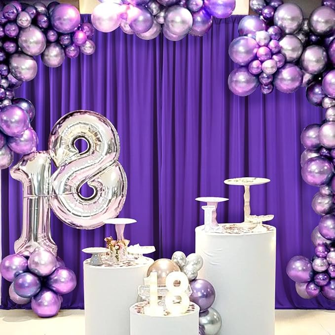 AK TRADING CO. 10 feet x 10 feet Purple IFR Polyester Backdrop Drapes Curtains Panels with Rod Pockets - Wedding Ceremony Party Home Window Decorations