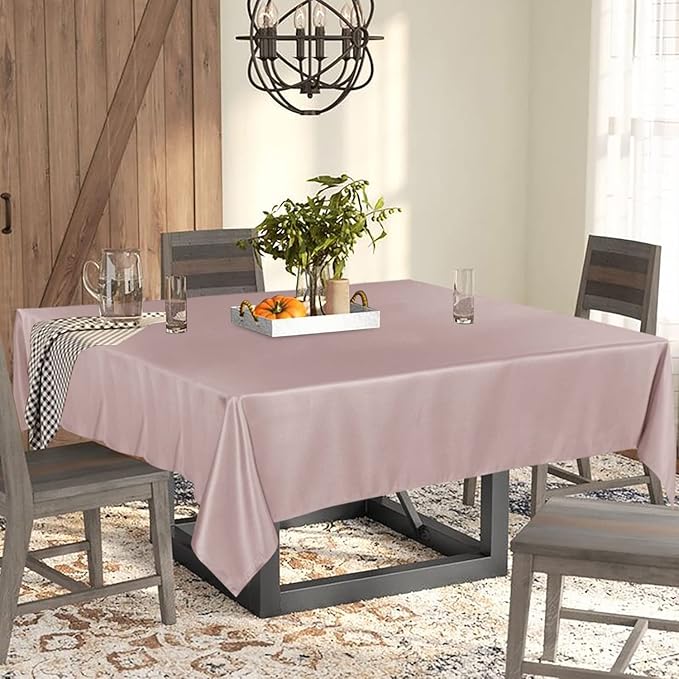 Fitable Rectangle Tablecloth Stain and Wrinkle Resistant Washable Polyester Table Cloth for Buffet Parties and Camping (60x120 inch, Blush)