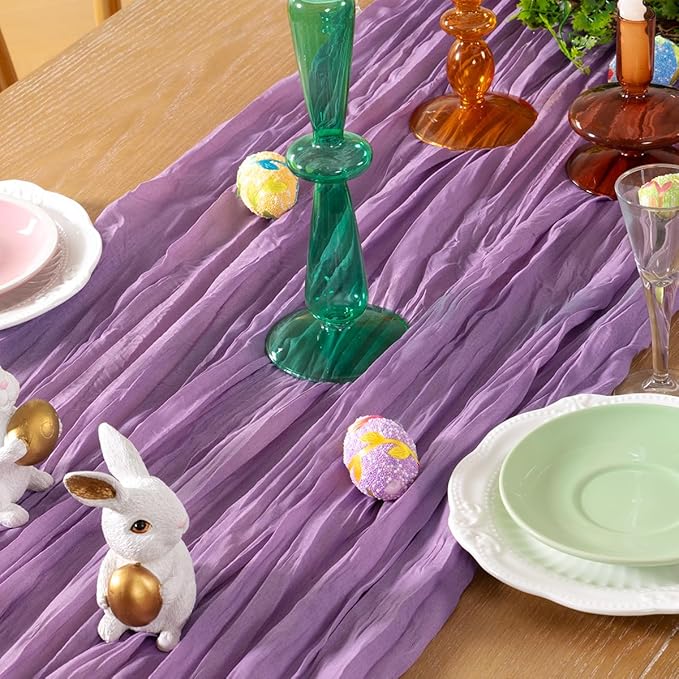 Lavender Purple Cheesecloth Table Runner 4 Pack Fall Table Runners Boho Gauze 120 Inches Cheese Cloth Fall Table Decorations for Thanksgiving Wedding Bridal Baby Shower Birthday Garden Party
