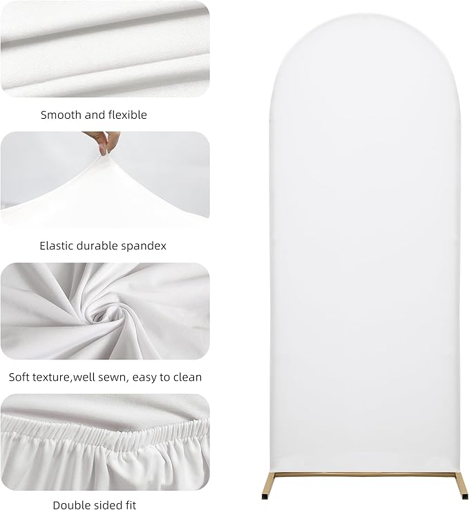 Wedding Arch Cover 5FT Arch Backdrop Cover Spandex Fitted Arch Cover for Round Top Chiara Backdrop Stand Covers for Wedding Birthday Party Baby Shower Banquet Ceremony Decoration