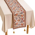 patdrea Designer Vintage SaddleBrown Linen Table Runner 102 Inch Long, Pomegranates Pattern Table Mat, Decoration for Kitchen Dining Table Coffee Table Shelf Cabinet Banquet Christmas ,12"*102"