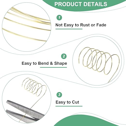 0.4mm Jewelry Wire, 26 Gauge 328FT Craft Wire Copper Beading Wire for Jewelry Making/Planting/Weaving/DIY Crafting, Soft Metal Wires [100M, Light Golden]