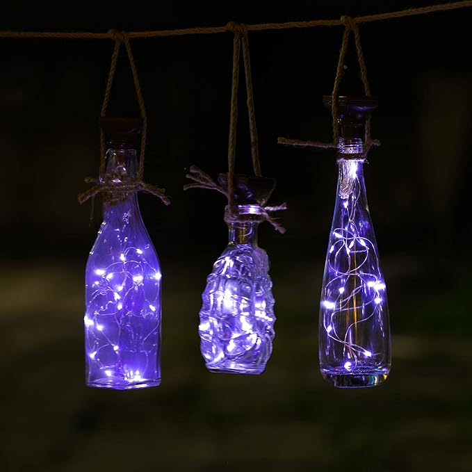 YJFWAL Upgraded 12 Pack Solar Wine Bottle Lights, 20 LEDs Waterproof Copper Light, Bottle Light Fairy Cork String Lights for Yard Patio Decor, DIY Birthday Gift for Mom Grandma Girlfriend(Cool White)