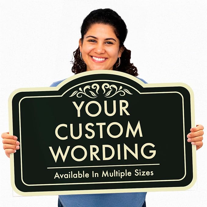 Personalized Custom Decorative Outdoor Metal Signs, Aluminum, Black Charcoal, 18x12 Inches, Waterproof, Made in USA