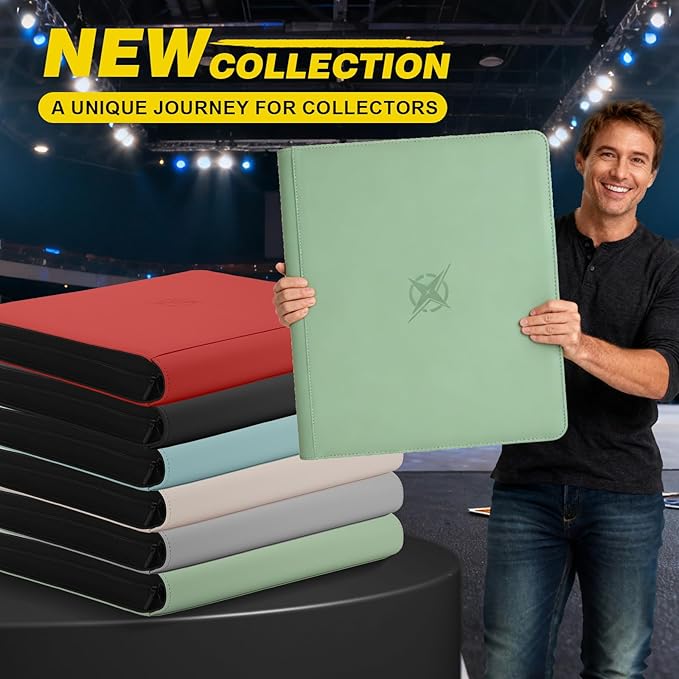 20-Pocket Card Binder, Trading Card Binder Holds 2000 Cards, Premium Zippered Trading Card Album Compatible with TCG, Game & Sports Cards (Ivory White)