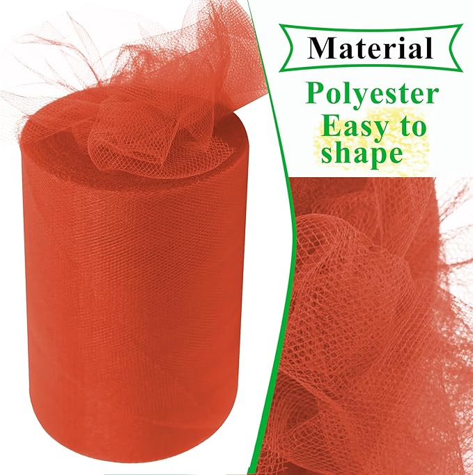 Terracotta Tulle Fabric Rolls 6 Inch by 100 Yards (300 feet) Fabric Spool Tulle Ribbon for DIY Tutu Bow Baby Shower Birthday Party Wedding Decorations Christmas Craft Supplies
