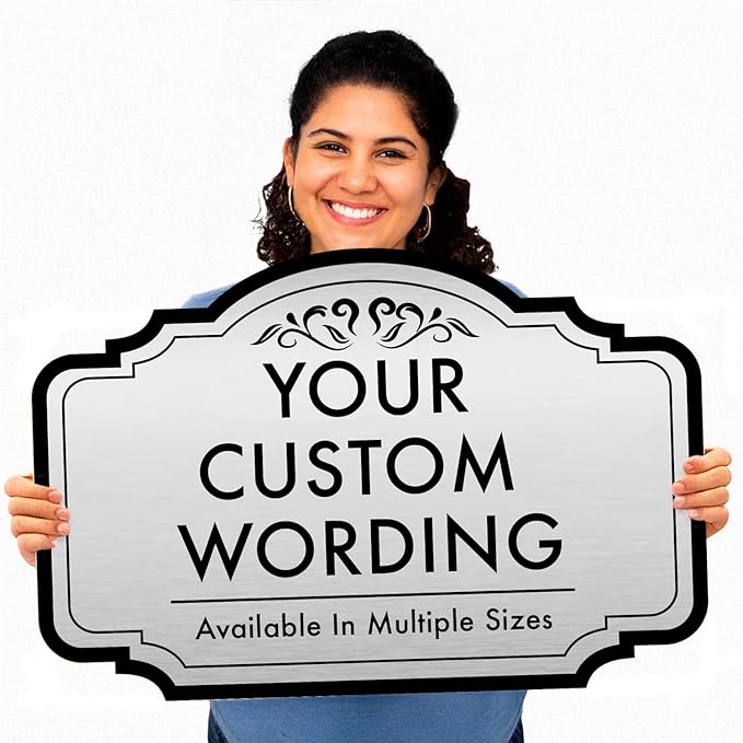 Custom Decorative Outdoor Signs, Personalized Aluminum, Customized Driveway, Waterproof Made in USA, Metallic Silver 42x28 In