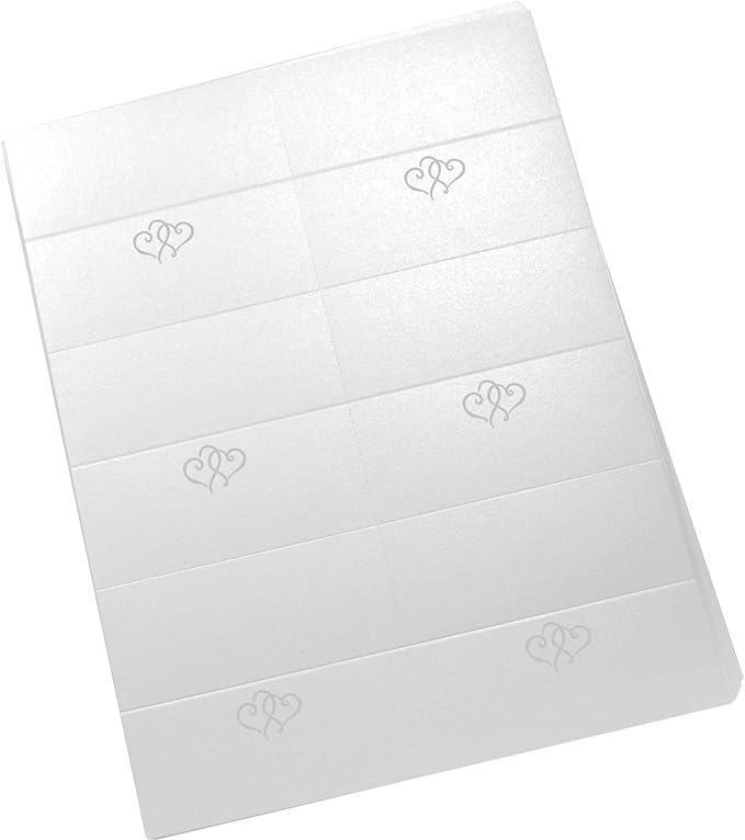 Linked Hearts Printable Place Cards, Silver (Choose Color), Set of 60 (10 Sheets), Laser & Inkjet Printers - Wedding, Party, Dinner, and Special Events - Made in the USA