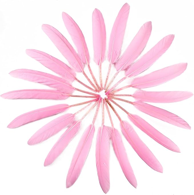 FeelfunFeather 120pcs Goose Cochettes Feather Natural Bulk 4-6 inch 10-15cm for Wedding Party Christmas Decorations DIY Crafts Goose Cochettes Feather,Pink