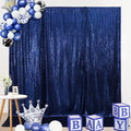 SquarePie Sequin Backdrop Curtain Not See Through Thick Glitter Background for Party 8FT x 10FT Navy Blue