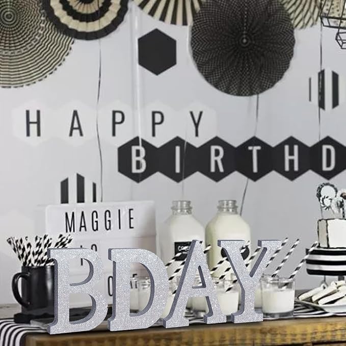 TONIFUL 8 Inch Silver Glitter Letter B Table Centerpiece A-Z Silver Birthday Party Decorations,Silver Alphabet B for Birthday,Chrismas,Graduation,Bridal Shower,Wedding,Anniversary Party Supplies