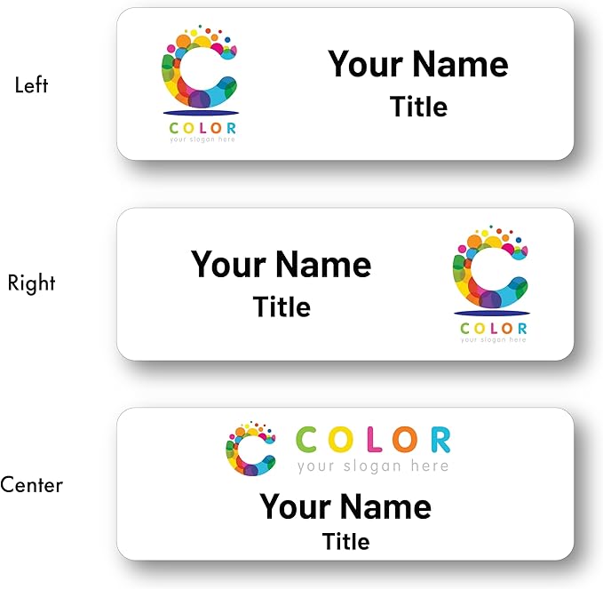 Custom Name Tags - Full Color Logo Name Tags - Scratch Resistant Metal Front & Hard Plastic Back (2 x 3 Inch, White)