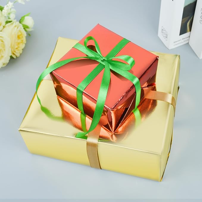 KMER LIFE Metallic Wrapping Paper Roll 17 x 394 inch for Birthday, Christmas, Baby Shower, Valentines, Wedding, Holiday - Premium Gift Wrap (Red)