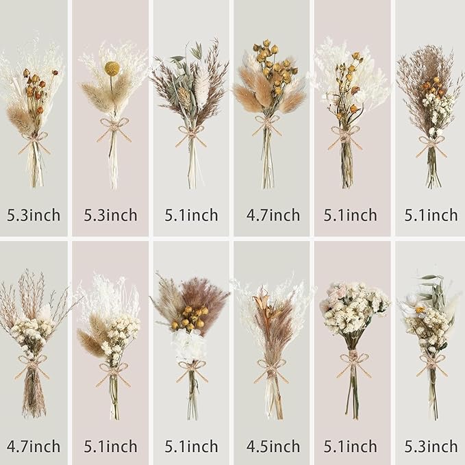 10/12/24/36 Pack Mini Dried Flowers for Vase Wedding Various Mini Bouquet Dried Small Wildflowers Natural Flowers Bulk for Crafts DIY Decor (36, Plain Colour)