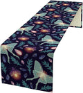Moth Table Runner, Retro Boho Aesthetic Blue Moth Magic Table Runner for Home Kitchen Dining Party Indoor Outdoor Decoration 13x108 Inch