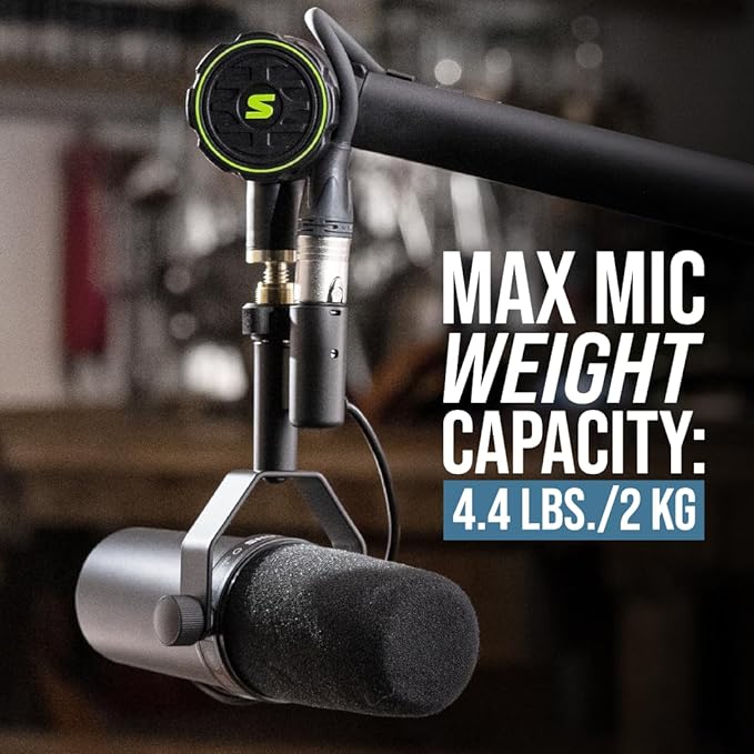 Shure by Gator Deluxe Articulating Desktop Podcasting Mic Boom Arm with Cable Management Channel; (SH-BROADCAST1)