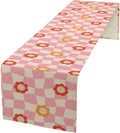 Vintage Floral Table Runner,60s Retro Color Funky Hippie Print Table Cloth Kitchen Dining Table Home Party Decoration 13x120 Inch